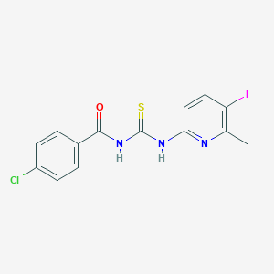 molecular formula C14H11ClIN3OS B278114 4-chloro-N-[(5-iodo-6-methylpyridin-2-yl)carbamothioyl]benzamide 