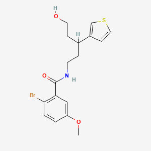 molecular formula C17H20BrNO3S B2781145 2-bromo-N-(5-hydroxy-3-(thiophen-3-yl)pentyl)-5-methoxybenzamide CAS No. 2034329-87-6