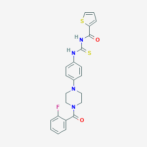 molecular formula C23H21FN4O2S2 B278115 N-{4-[4-(2-fluorobenzoyl)-1-piperazinyl]phenyl}-N'-(2-thienylcarbonyl)thiourea 