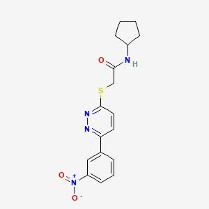molecular formula C17H18N4O3S B2781151 N-cyclopentyl-2-[6-(3-nitrophenyl)pyridazin-3-yl]sulfanylacetamide CAS No. 893997-02-9