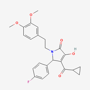 molecular formula C24H24FNO5 B2781160 4-(cyclopropanecarbonyl)-1-(3,4-dimethoxyphenethyl)-5-(4-fluorophenyl)-3-hydroxy-1H-pyrrol-2(5H)-one CAS No. 1017657-61-2