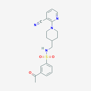 molecular formula C20H22N4O3S B2781166 3-乙酰基-N-((1-(3-氰基吡啶-2-基)哌啶-4-基甲基)苯基磺酰胺 CAS No. 1797572-09-8