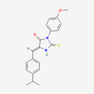 molecular formula C20H20N2O2S B2781169 5-[(4-isopropylphenyl)methylene]-3-(4-methoxyphenyl)-2-thioxotetrahydro-4H-imidazol-4-one CAS No. 320422-87-5