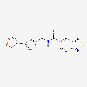 molecular formula C16H11N3O2S2 B2781170 N-{[4-(furan-3-yl)thiophen-2-yl]methyl}-2,1,3-benzothiadiazole-5-carboxamide CAS No. 2380070-15-3