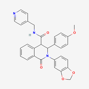 molecular formula C30H25N3O5 B2781171 2-(1,3-benzodioxol-5-yl)-3-(4-methoxyphenyl)-1-oxo-N-(pyridin-4-ylmethyl)-3,4-dihydroisoquinoline-4-carboxamide CAS No. 1024316-59-3