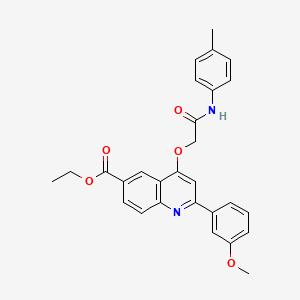 molecular formula C28H26N2O5 B2781173 乙酸乙酯 2-(3-甲氧基苯基)-4-(2-氧代-2-(对甲苯基氨基)乙氧基)喹啉-6-羧酸酯 CAS No. 1114870-91-5