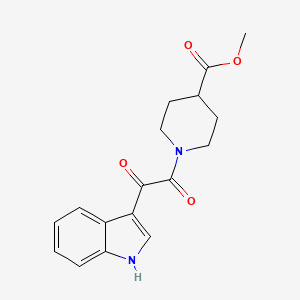 molecular formula C17H18N2O4 B2781176 甲酸甲酯 1-(2-(1H-吲哚-3-基)-2-氧代乙酰)哌啶-4-羧酸酯 CAS No. 4160-00-3
