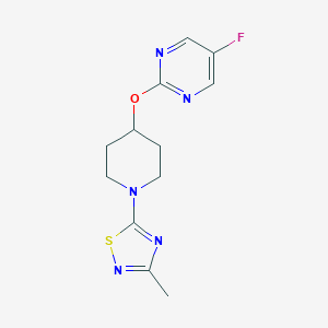 molecular formula C12H14FN5OS B2781180 5-[4-(5-Fluoropyrimidin-2-yl)oxypiperidin-1-yl]-3-methyl-1,2,4-thiadiazole CAS No. 2380070-83-5