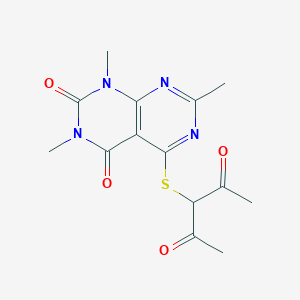 molecular formula C14H16N4O4S B2781182 5-((2,4-二氧代戊酮-3-基)硫代)-1,3,7-三甲基嘧啶并[4,5-d]嘧啶-2,4(1H,3H)-二酮 CAS No. 852169-12-1