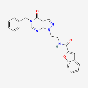 molecular formula C23H19N5O3 B2781193 N-(2-(5-benzyl-4-oxo-4,5-dihydro-1H-pyrazolo[3,4-d]pyrimidin-1-yl)ethyl)benzofuran-2-carboxamide CAS No. 922108-79-0
