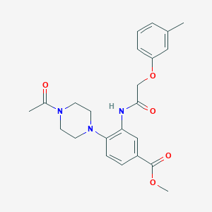 molecular formula C23H27N3O5 B278122 Methyl 4-(4-acetyl-1-piperazinyl)-3-{[(3-methylphenoxy)acetyl]amino}benzoate 