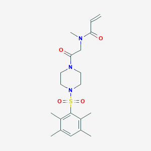 N-Methyl-N-[2-oxo-2-[4-(2,3,5,6-tetramethylphenyl)sulfonylpiperazin-1-yl]ethyl]prop-2-enamide