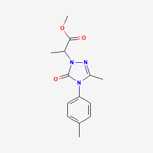 molecular formula C14H17N3O3 B2781236 methyl 2-[3-methyl-4-(4-methylphenyl)-5-oxo-4,5-dihydro-1H-1,2,4-triazol-1-yl]propanoate CAS No. 866138-36-5