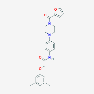 molecular formula C25H27N3O4 B278124 2-(3,5-dimethylphenoxy)-N-{4-[4-(2-furoyl)-1-piperazinyl]phenyl}acetamide 