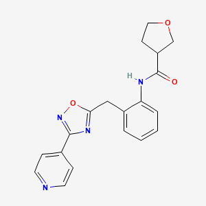 molecular formula C19H18N4O3 B2781241 N-(2-((3-(pyridin-4-yl)-1,2,4-oxadiazol-5-yl)methyl)phenyl)tetrahydrofuran-3-carboxamide CAS No. 1705374-86-2