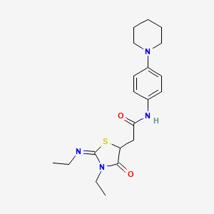 molecular formula C20H28N4O2S B2781246 (Z)-2-(3-ethyl-2-(ethylimino)-4-oxothiazolidin-5-yl)-N-(4-(piperidin-1-yl)phenyl)acetamide CAS No. 302552-75-6