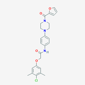 molecular formula C25H26ClN3O4 B278125 2-(4-chloro-3,5-dimethylphenoxy)-N-[4-[4-[2-furanyl(oxo)methyl]-1-piperazinyl]phenyl]acetamide 