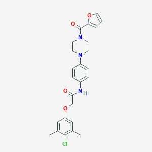 molecular formula C25H26ClN3O4 B278125 2-(4-氯-3,5-二甲基苯氧基)-N-[4-[4-[2-呋喃基(氧代)甲基]-1-哌嗪基]苯基]乙酰胺 