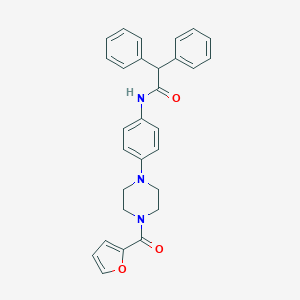 molecular formula C29H27N3O3 B278126 N-{4-[4-(2-furoyl)-1-piperazinyl]phenyl}-2,2-diphenylacetamide 