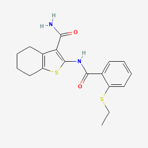 molecular formula C18H20N2O2S2 B2781266 2-(2-(乙硫基)苯甲酰胺)-4,5,6,7-四氢苯并[b]噻吩-3-羧酰胺 CAS No. 886915-94-2