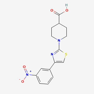 molecular formula C15H15N3O4S B2781286 1-[4-(3-nitrophenyl)-1,3-thiazol-2-yl]piperidine-4-carboxylic Acid CAS No. 361371-27-9