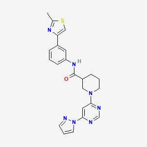 molecular formula C23H23N7OS B2781291 1-(6-(1H-pyrazol-1-yl)pyrimidin-4-yl)-N-(3-(2-methylthiazol-4-yl)phenyl)piperidine-3-carboxamide CAS No. 1334368-58-9