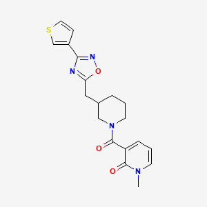 molecular formula C19H20N4O3S B2781293 1-甲基-3-(3-((3-(噻吩-3-基)-1,2,4-噁二唑-5-基)甲基)哌啶-1-基)吡啶-2(1H)-酮 CAS No. 1705892-55-2