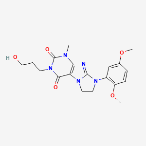 molecular formula C19H23N5O5 B2781301 6-(2,5-二甲氧基苯基)-2-(3-羟基丙基)-4-甲基-7,8-二氢嘌呤并[7,8-a]咪唑-1,3-二酮 CAS No. 923448-31-1
