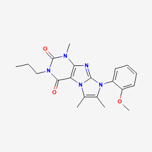 molecular formula C20H23N5O3 B2781305 8-(2-methoxyphenyl)-1,6,7-trimethyl-3-propyl-1H-imidazo[2,1-f]purine-2,4(3H,8H)-dione CAS No. 887457-30-9
