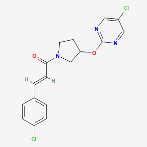 molecular formula C17H15Cl2N3O2 B2781307 (E)-3-(4-chlorophenyl)-1-(3-((5-chloropyrimidin-2-yl)oxy)pyrrolidin-1-yl)prop-2-en-1-one CAS No. 2035001-43-3