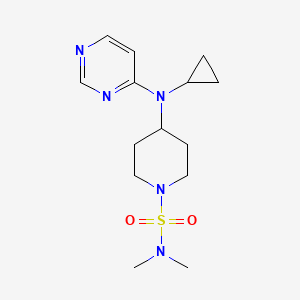 molecular formula C14H23N5O2S B2781316 4-[Cyclopropyl(pyrimidin-4-yl)amino]-N,N-dimethylpiperidine-1-sulfonamide CAS No. 2415472-49-8