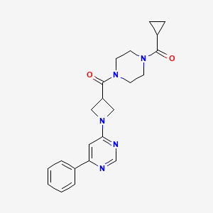molecular formula C22H25N5O2 B2781328 (4-(Cyclopropanecarbonyl)piperazin-1-yl)(1-(6-phenylpyrimidin-4-yl)azetidin-3-yl)methanone CAS No. 2034582-28-8