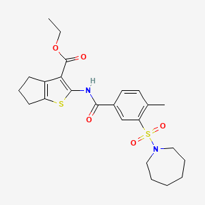 molecular formula C24H30N2O5S2 B2781329 ethyl 2-(3-(azepan-1-ylsulfonyl)-4-methylbenzamido)-5,6-dihydro-4H-cyclopenta[b]thiophene-3-carboxylate CAS No. 690247-14-4