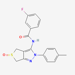 molecular formula C19H16FN3O2S B2781333 3-fluoro-N-[2-(4-methylphenyl)-5-oxo-4,6-dihydrothieno[3,4-c]pyrazol-3-yl]benzamide CAS No. 958712-06-6