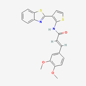 molecular formula C22H18N2O3S2 B2781339 (E)-N-(3-(benzo[d]thiazol-2-yl)thiophen-2-yl)-3-(3,4-dimethoxyphenyl)acrylamide CAS No. 1173416-80-2