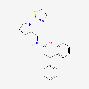 molecular formula C23H25N3OS B2781340 3,3-diphenyl-N-((1-(thiazol-2-yl)pyrrolidin-2-yl)methyl)propanamide CAS No. 1705929-13-0