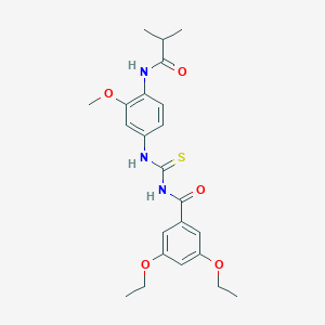 molecular formula C23H29N3O5S B278135 3,5-diethoxy-N-({3-methoxy-4-[(2-methylpropanoyl)amino]phenyl}carbamothioyl)benzamide 