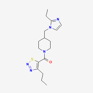 molecular formula C17H25N5OS B2781355 (4-((2-乙基-1H-咪唑-1-基)甲基)哌啶-1-基)(4-丙基-1,2,3-噻二唑-5-基)甲酮 CAS No. 1334374-57-0