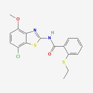 molecular formula C17H15ClN2O2S2 B2781357 N-(7-chloro-4-methoxybenzo[d]thiazol-2-yl)-2-(ethylthio)benzamide CAS No. 886951-63-9