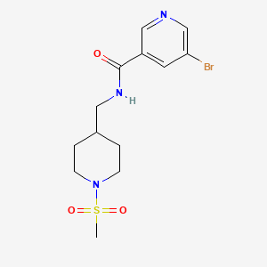 molecular formula C13H18BrN3O3S B2781358 5-溴-N-((1-(甲磺酰基)哌啶-4-基)甲基)烟酰胺 CAS No. 1797242-71-7