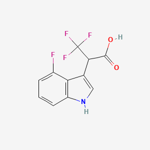 molecular formula C11H7F4NO2 B2781362 3,3,3-Trifluoro-2-(4-fluoro-1H-indol-3-YL)propanoic acid CAS No. 2197062-04-5