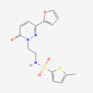 molecular formula C15H15N3O4S2 B2781367 N-(2-(3-(furan-2-yl)-6-oxopyridazin-1(6H)-yl)ethyl)-5-methylthiophene-2-sulfonamide CAS No. 946212-65-3