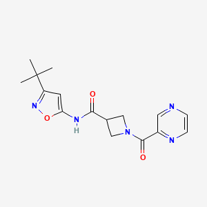 molecular formula C16H19N5O3 B2781387 N-(3-(叔丁基)异噁唑-5-基)-1-(吡嗪-2-甲酰)氮杂环丁烷-3-甲酰胺 CAS No. 1448036-41-6