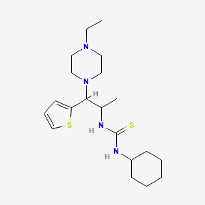 molecular formula C20H34N4S2 B2781409 1-Cyclohexyl-3-(1-(4-ethylpiperazin-1-yl)-1-(thiophen-2-yl)propan-2-yl)thiourea CAS No. 863017-61-2
