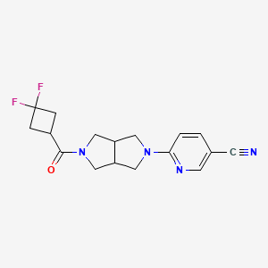 molecular formula C17H18F2N4O B2781412 6-[5-(3,3-Difluorocyclobutanecarbonyl)-1,3,3a,4,6,6a-hexahydropyrrolo[3,4-c]pyrrol-2-yl]pyridine-3-carbonitrile CAS No. 2415565-98-7