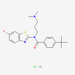 molecular formula C23H29ClFN3OS B2781430 4-(叔丁基)-N-(3-(二甲胺基)丙基)-N-(6-氟苯并噻唑-2-基)苯甲酰胺盐酸盐 CAS No. 1215685-06-5