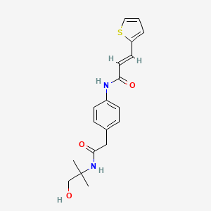 (E)-N-(4-(2-((1-hydroxy-2-methylpropan-2-yl)amino)-2-oxoethyl)phenyl)-3-(thiophen-2-yl)acrylamide