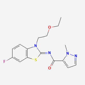molecular formula C16H17FN4O2S B2781465 (E)-N-(3-(2-ethoxyethyl)-6-fluorobenzo[d]thiazol-2(3H)-ylidene)-1-methyl-1H-pyrazole-5-carboxamide CAS No. 1173321-38-4