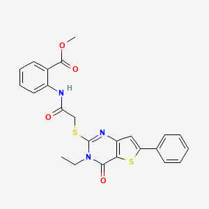 Methyl 2-(2-((3-ethyl-4-oxo-6-phenyl-3,4-dihydrothieno[3,2-d]pyrimidin-2-yl)thio)acetamido)benzoate