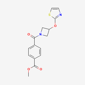 molecular formula C15H14N2O4S B2781484 Methyl 4-(3-(thiazol-2-yloxy)azetidine-1-carbonyl)benzoate CAS No. 1798047-15-0